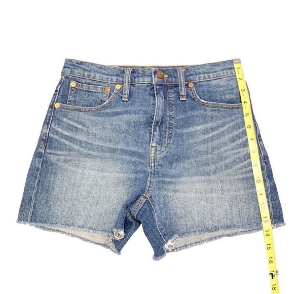 Madewell High-Rise Cut Off Edition Medium Wash Blue Denim Jean Shorts Women’s 27 - Picture 5 of 13